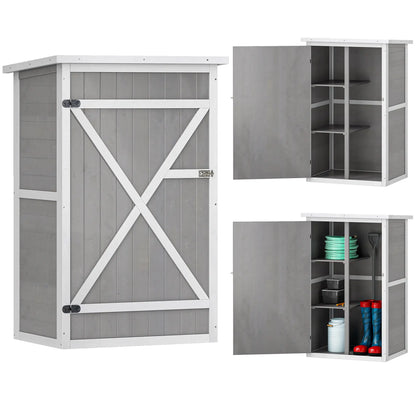 29.9x21.7x45.3 Inch Garden Storage Shed, Asphalt Roof, Shelves, Grey Sheds Grey at Gallery Canada