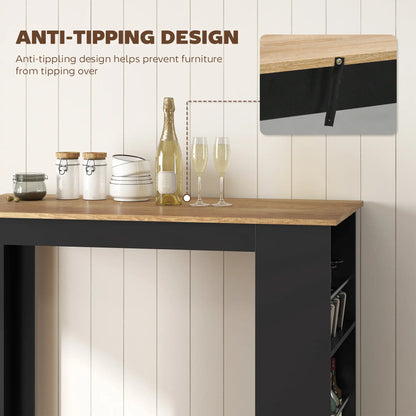 Modern Bar Table, Counter Height With 3 Storage Shelves, Walnut Bar Tables at Gallery Canada