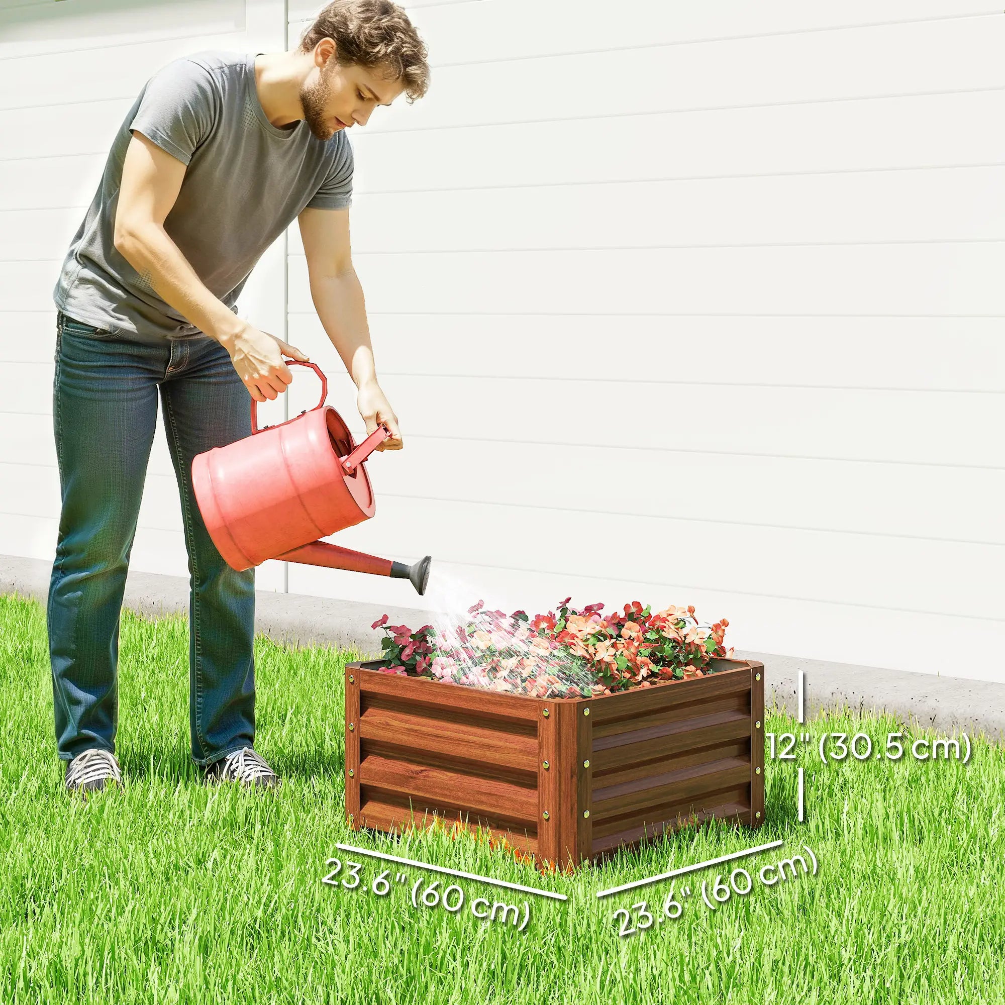 2' x 2' x 1' Raised Garden Bed, Dark Brown Galvanized Planter Boxes at Gallery Canada