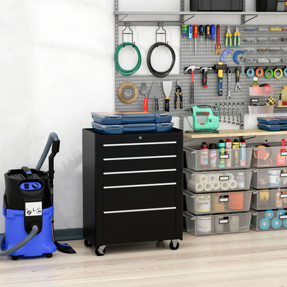 5-Drawer Rolling Tool Cabinet, Lockable Tool Chest, Black Tool Organizers at Gallery Canada
