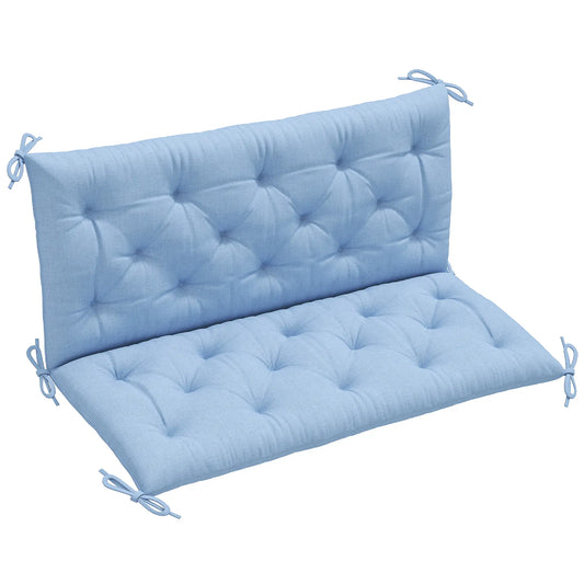 2 Seater Garden Bench Cushion, Thick Outdoor Non-Slip, 47" x 43" x 5", Light Blue Patio Chair Cushions Blue at Gallery Canada