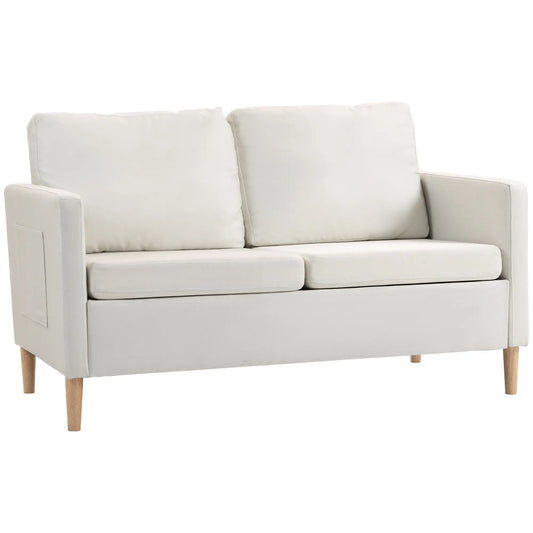 56" 2 Seat Sofa, Modern Love Seat, Upholstered Couch, White