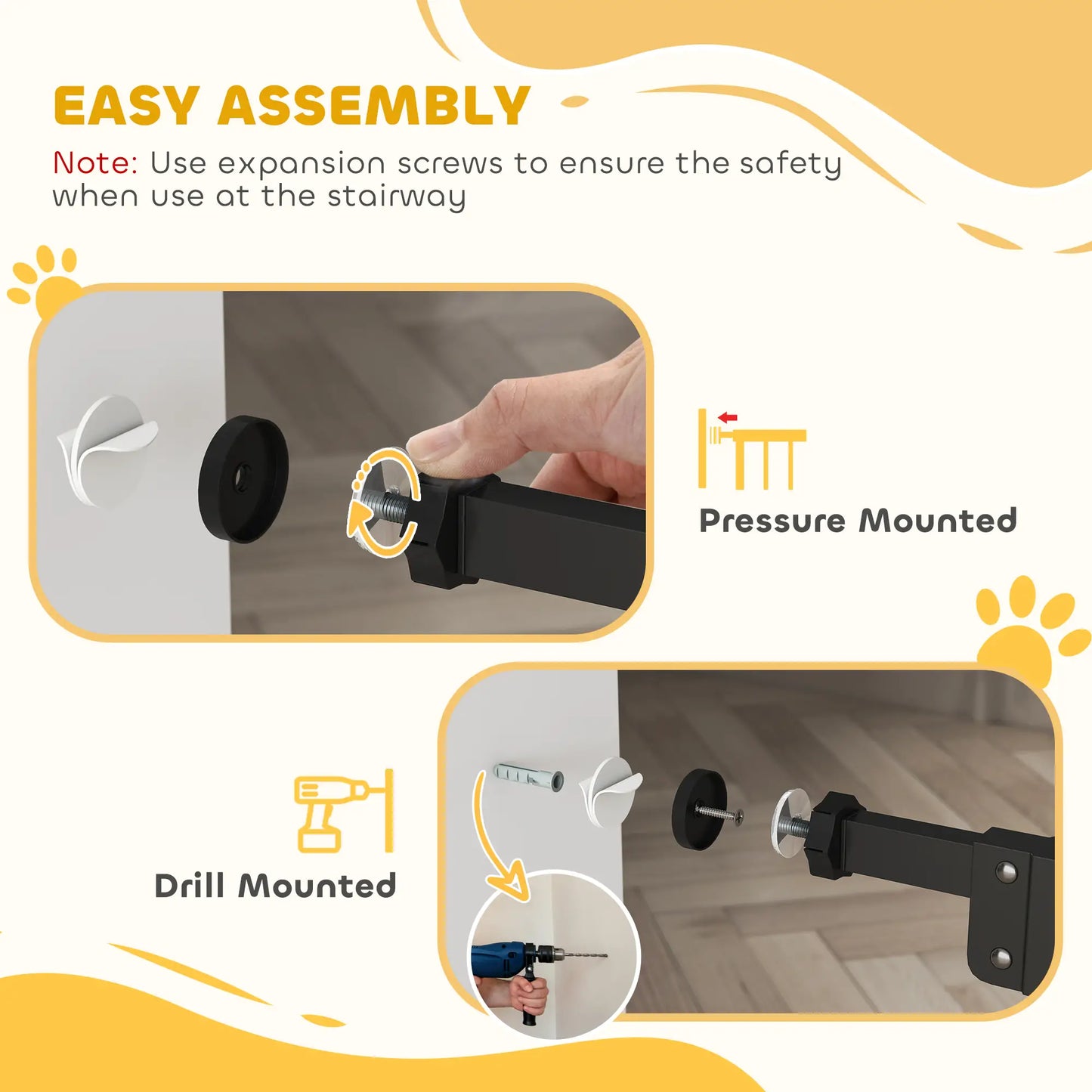 30 Inch Tall Pet Gate with Door, Includes Extensions Kit, Black Houses, Kennels & Pens at Gallery Canada