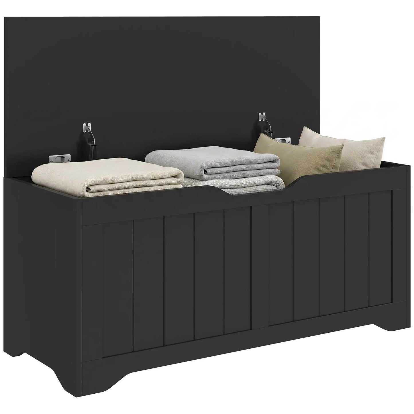 Storage Bench with Lift Top Storage Chest with Safety Hinges for Entryway, Living Room, Black