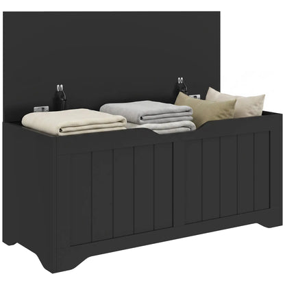 Storage Bench with Lift Top Storage Chest with Safety Hinges for Entryway, Living Room, Black