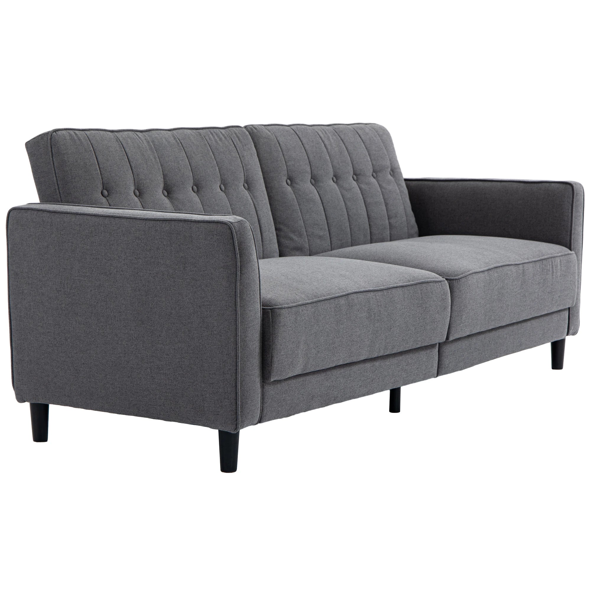 Convertible Bed with Couch, Adjustable Back Sofa Bed, Charcoal Grey 2-Seater Sofas Charcaol Grey at Gallery Canada
