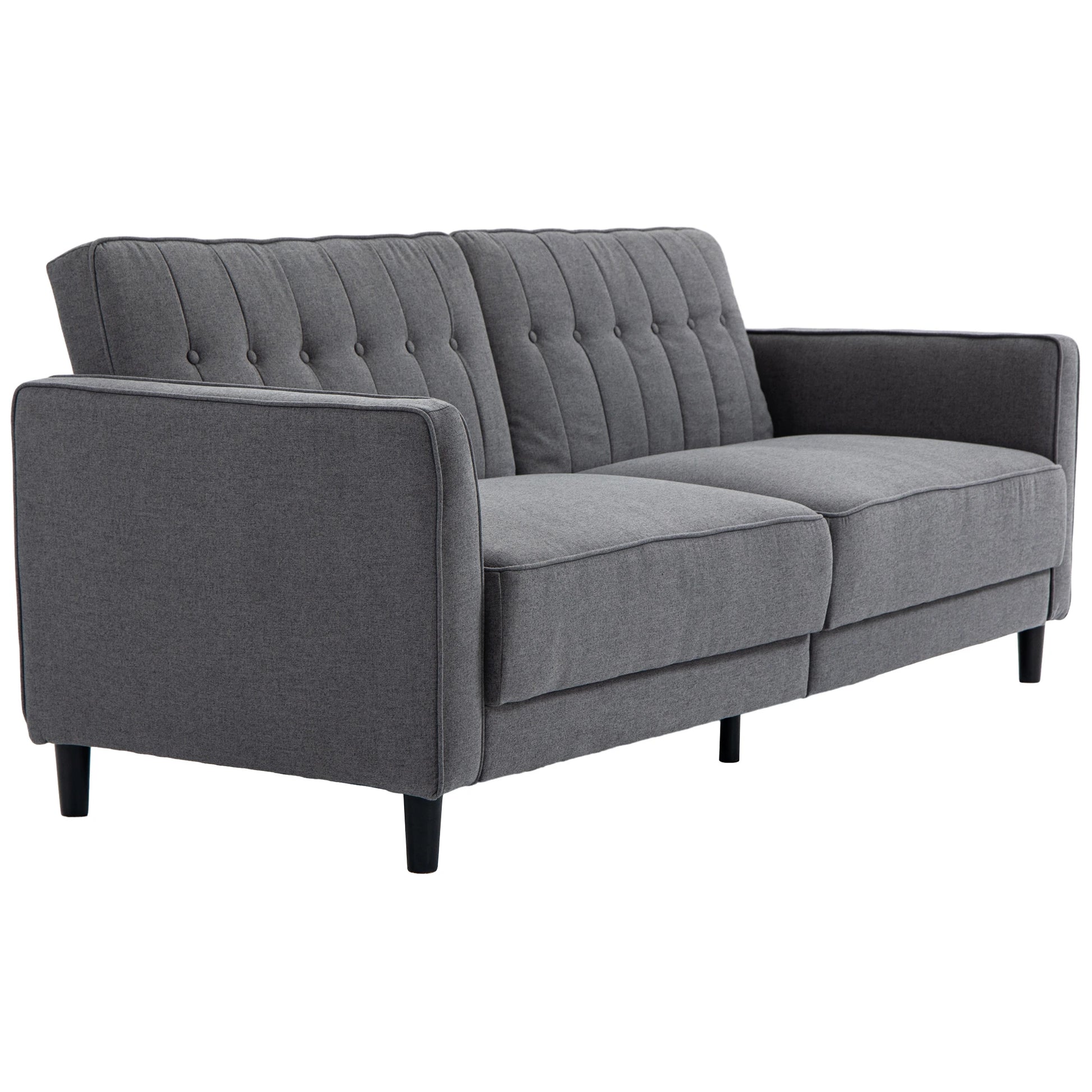 Convertible Bed with Couch, Adjustable Back Sofa Bed, Charcoal Grey 2-Seater Sofas Charcaol Grey at Gallery Canada