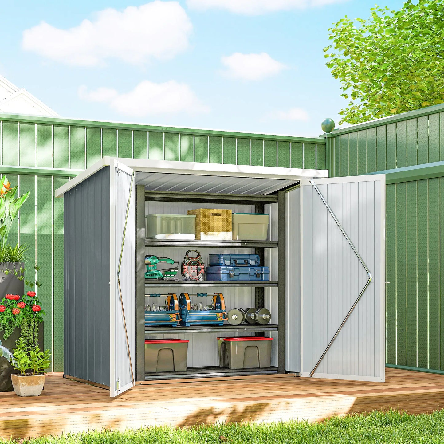 5' x 3' Metal Garden Storage Shed, Tool House With Double Doors Sheds at Gallery Canada