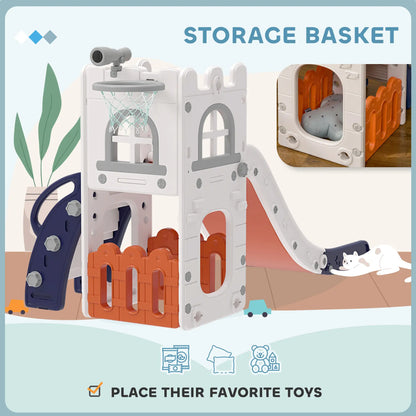 Toddler Slide With Basketball Hoop, Climber, Telescope, Storage Basket, For 1-3 Years, Orange Gym Sets & Swings at Gallery Canada