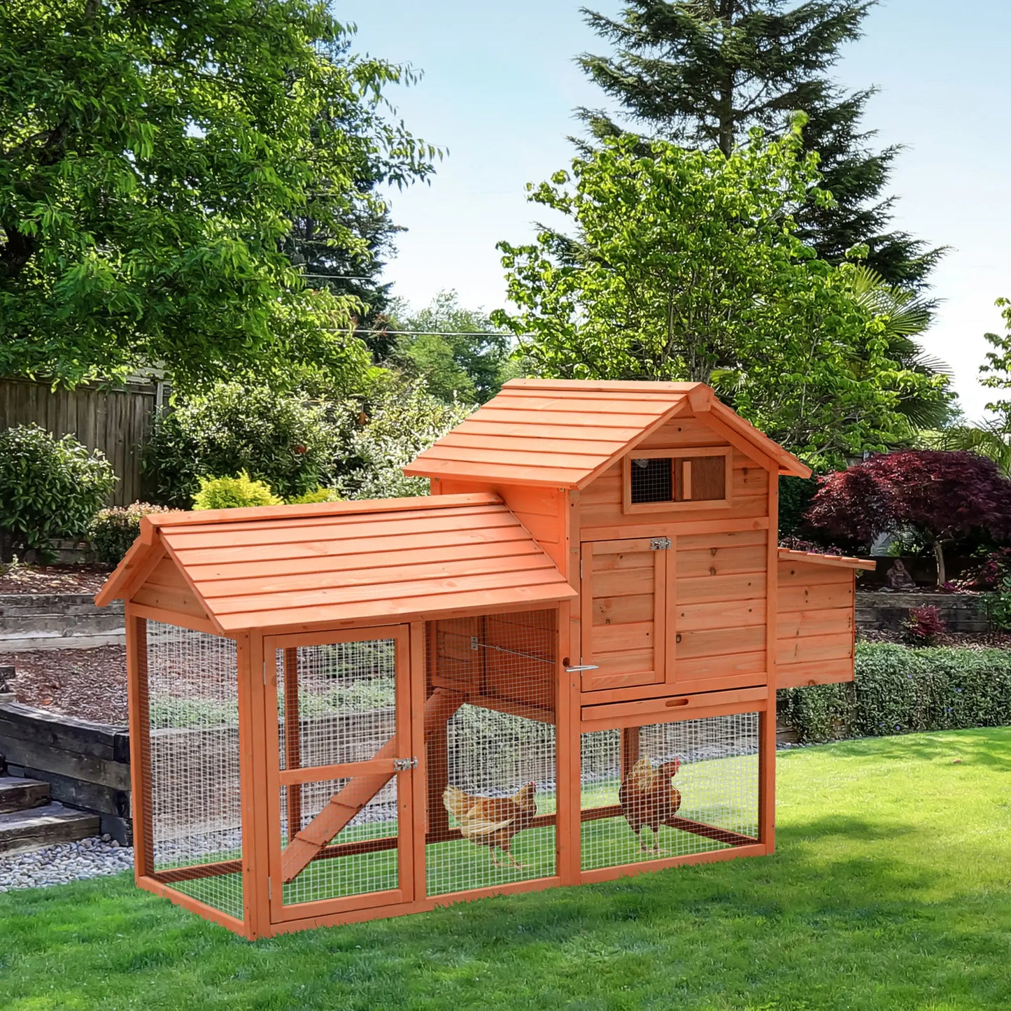 82" Wooden Chicken Coop, Rabbit Hutch, Poultry Cage with Run Chicken Coops at Gallery Canada