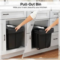 Poubelle rétractable sous placard, 40 L (10,6 gallons), noir