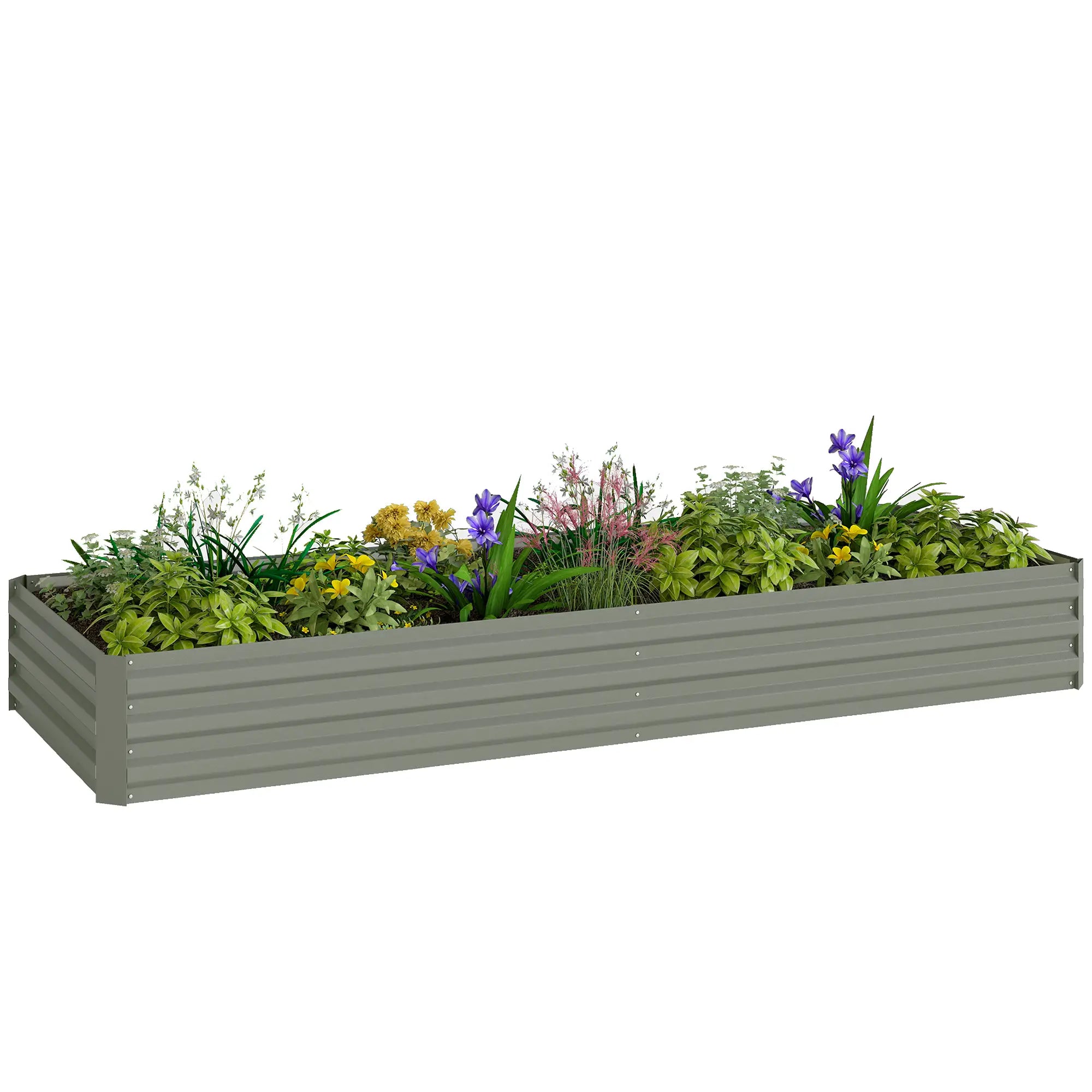 8 x 3 x 1ft Galvanized Raised Garden Bed, Metal Elevated Planter Box, Light Grey Galvanized Planter Boxes at Gallery Canada