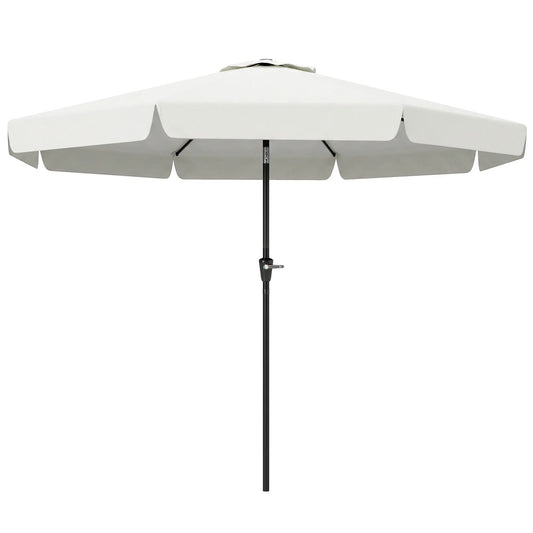 8.5 ft Round Patio Umbrella, Tilt and Crank, Cream White Sun Umbrellas Cream White, Black at Gallery Canada