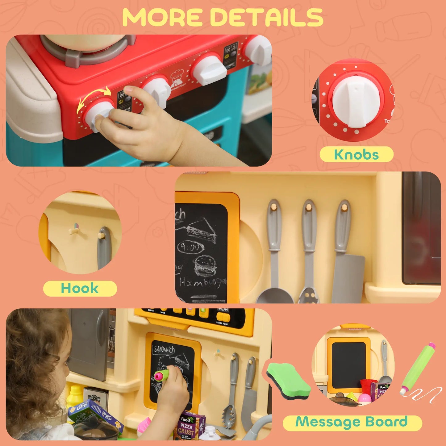 Kids Kitchen Playset with Lights, Sounds, Sink, Stove, Clock, Green Play Kitchen at Gallery Canada