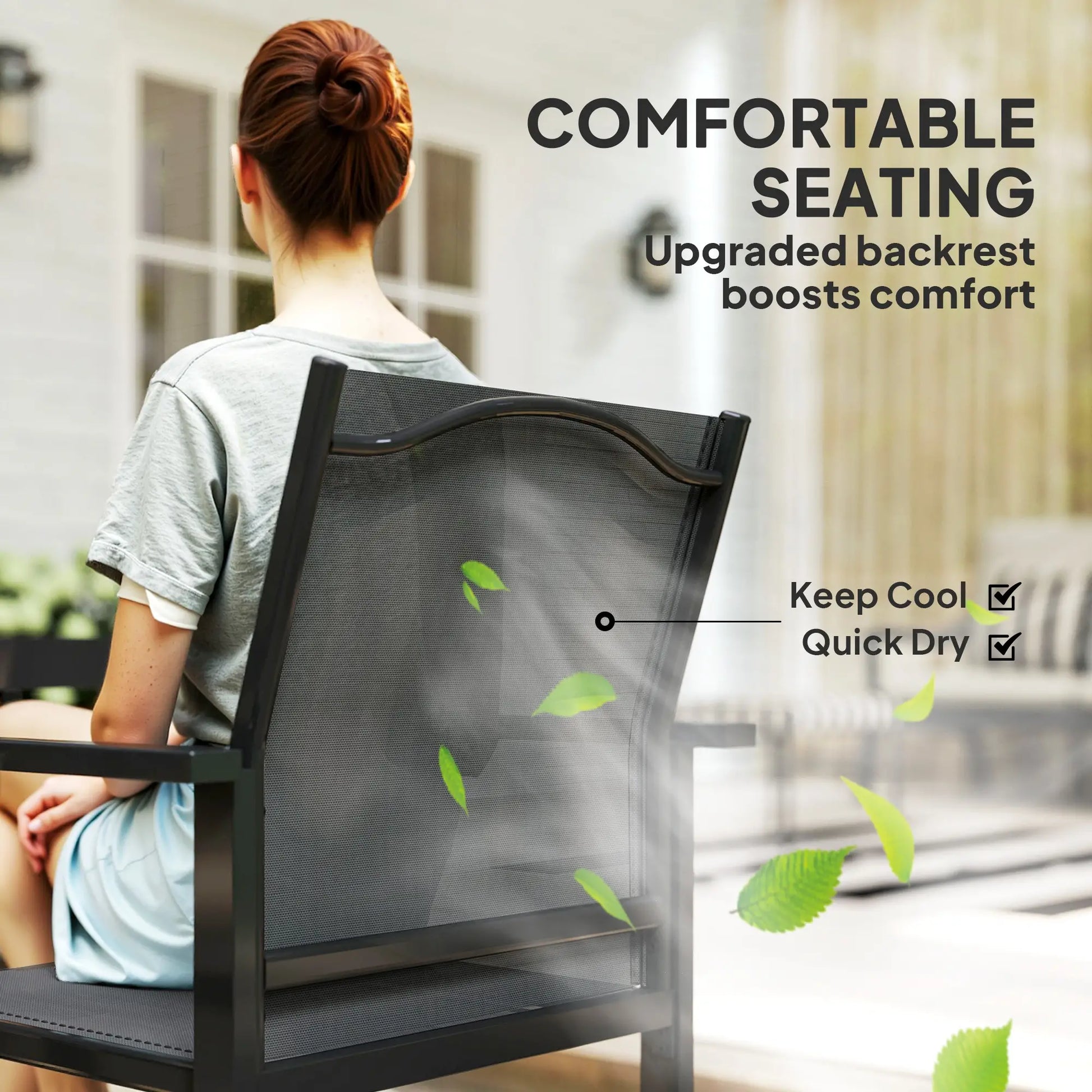 5 Piece Patio Dining Set, 4 Stackable Chairs, Tempered Glass Top Outdoor Dining Sets at Gallery Canada