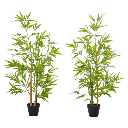 Arbre en bambou artificiel, 4 pieds, feuillage réaliste, tronc naturel, plante décorative