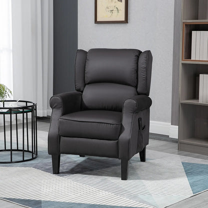 Massage Recliner Chair, Suede Wingback with Footrest, Wood Legs, Remote, Black Single Sofas at Gallery Canada