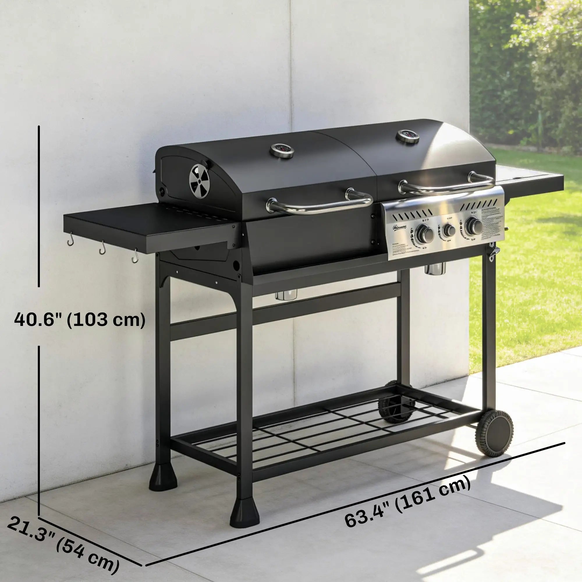 Dual Fuel BBQ Grill, Charcoal And Gas Burner, Black Propane Gas Grills at Gallery Canada