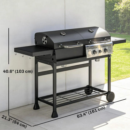 Dual Fuel BBQ Grill, Charcoal And Gas Burner, Black Propane Gas Grills at Gallery Canada