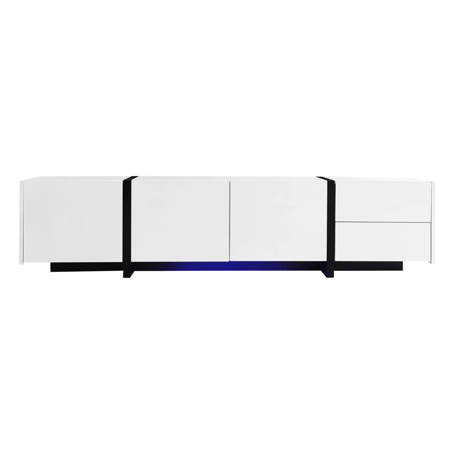 TV Cabinet, High Gloss Finish, Ample Storage, 67" L x 11.5" W x 11.5" H, White TV Stands White at Gallery Canada