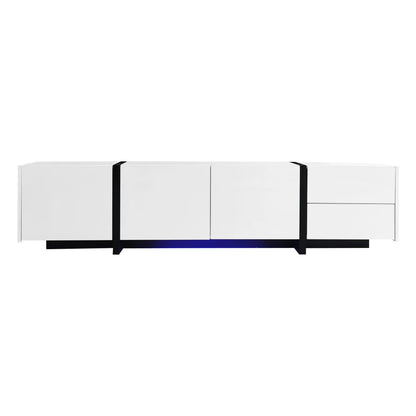 TV Cabinet, High Gloss Finish, Ample Storage, 67" L x 11.5" W x 11.5" H, White TV Stands White at Gallery Canada