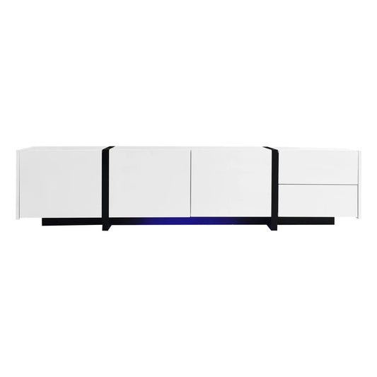 TV Cabinet, High Gloss Finish, Ample Storage, 67" L x 11.5" W x 11.5" H, White TV Stands White at Gallery Canada