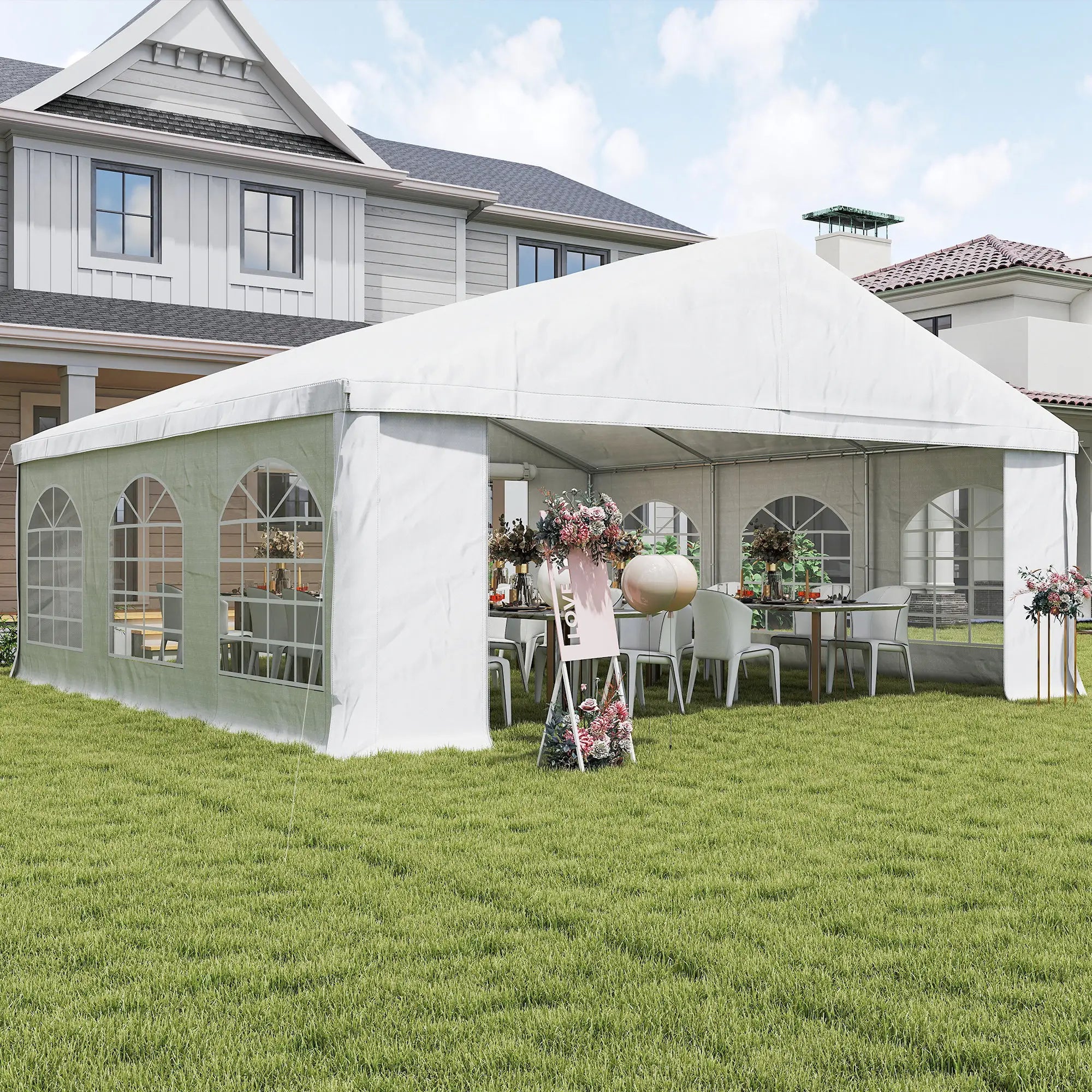 20' x 20' Heavy-Duty Wedding Tent, Outdoor Party Canopy With Sidewall, White Canopy Tents at Gallery Canada