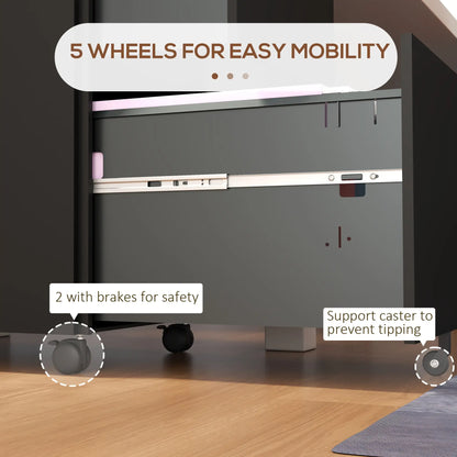 2-Drawer Steel Filing Cabinet on Wheels, Lockable, Adjustable Hanging Bar, Black Office Cabinets & Cupboards at Gallery Canada