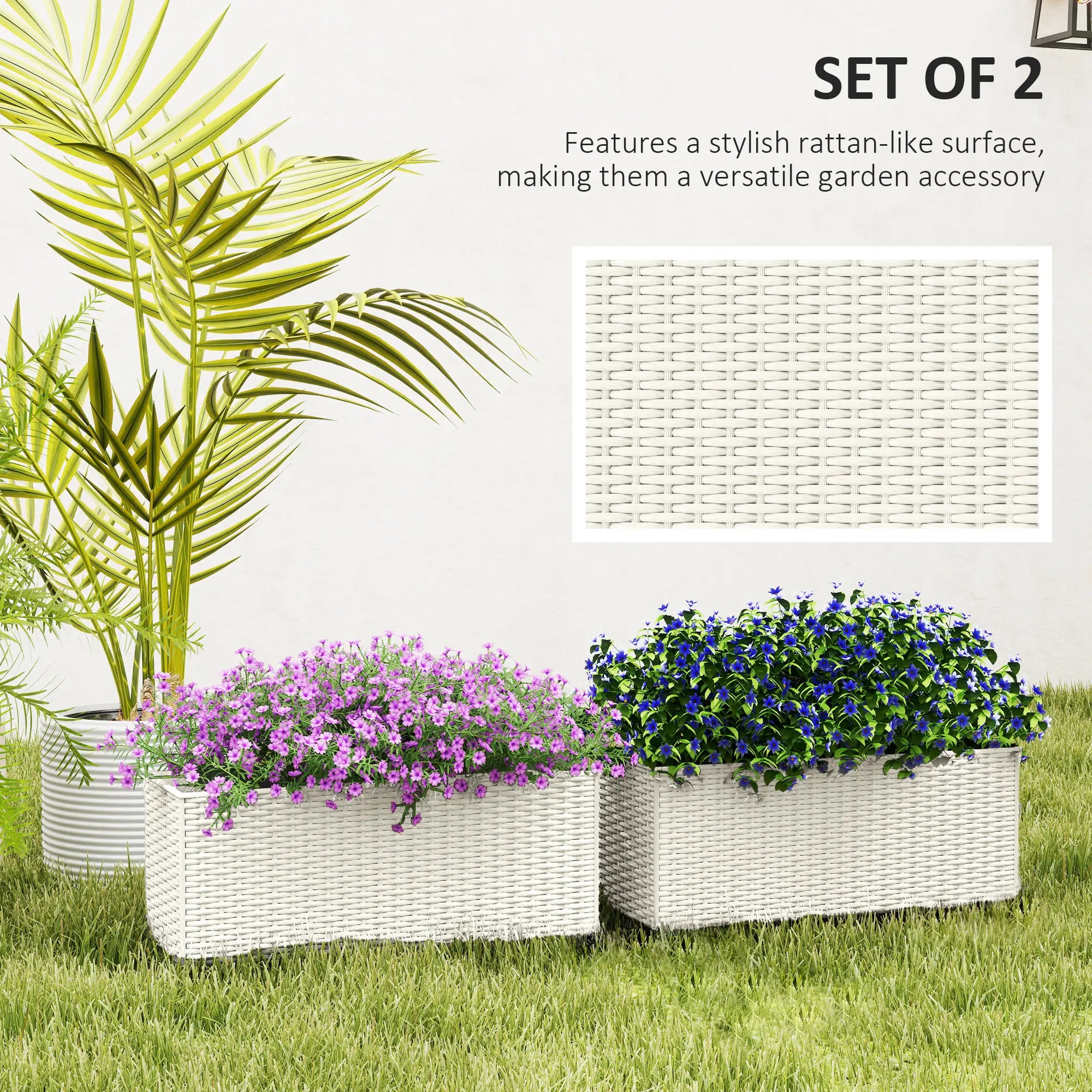 2 Pack 20 Inch Hanging Flower Pots, Railing Planter Box, White Planter Set at Gallery Canada