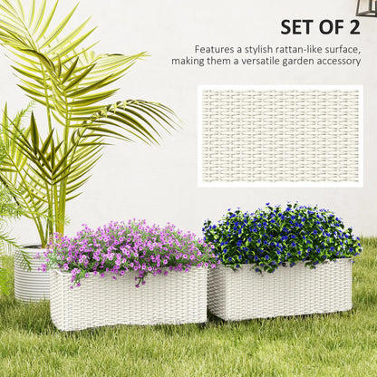 2 Pack 20 Inch Hanging Flower Pots, Railing Planter Box, White Planter Set at Gallery Canada