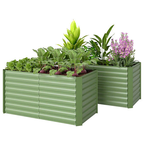 Galvanized Metal Planters Set, 4' x 2' x 2' Raised Garden Bed, Light Green