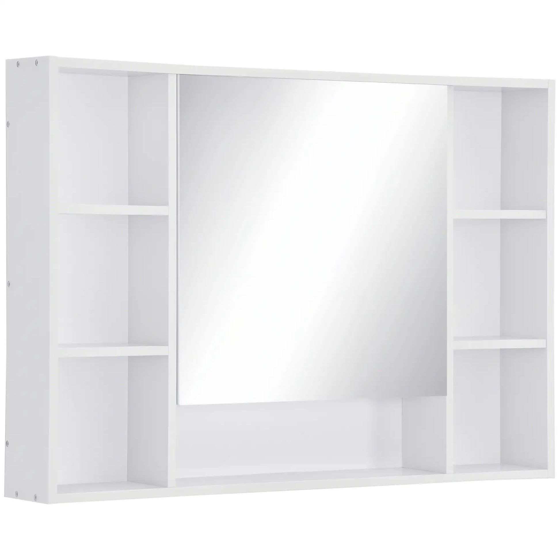 Wall Mounted Medicine Cabinet, 39.25"W x 27.5"H Bathroom Mirror Cabinet with Single Mirrored Door, Shelves and Storage Cupboard, White Mirror Medicine Cabinets White at Gallery Canada