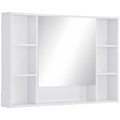 Wall Mounted Medicine Cabinet, 39.25"W x 27.5"H Bathroom Mirror Cabinet with Single Mirrored Door, Shelves and Storage Cupboard, White Mirror Medicine Cabinets White at Gallery Canada