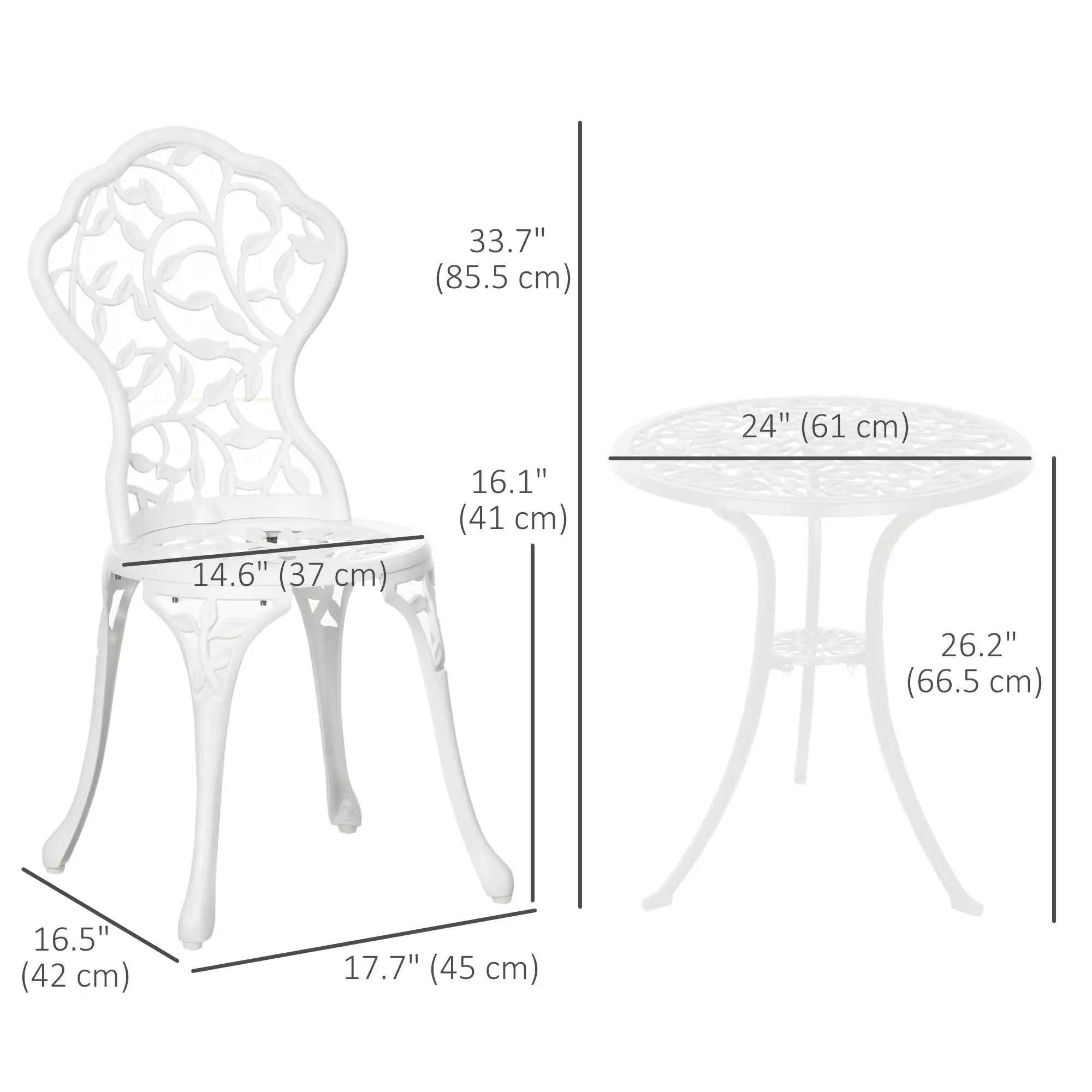 3-Piece Outdoor Furniture Set, Patio Table and Chairs, White Bistro Sets at Gallery Canada