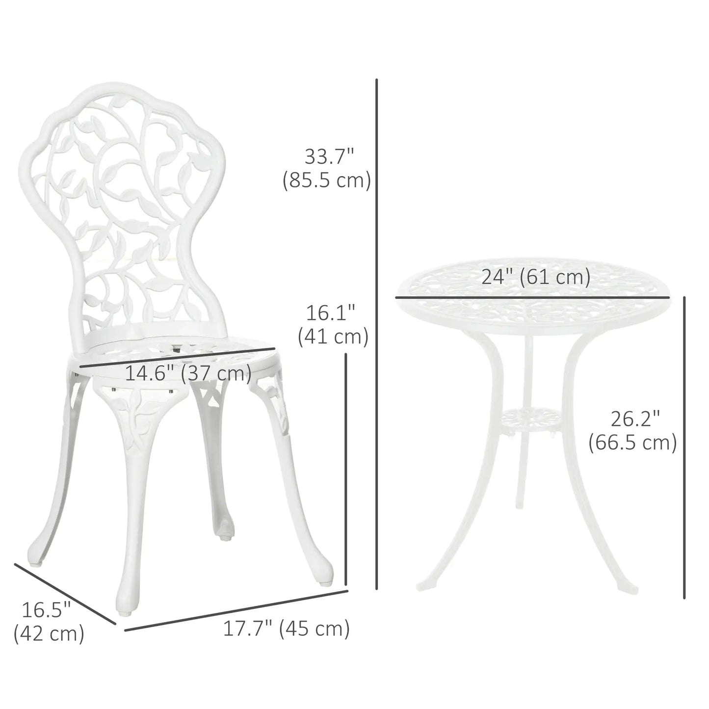 3-Piece Outdoor Furniture Set, Patio Table and Chairs, White Bistro Sets at Gallery Canada