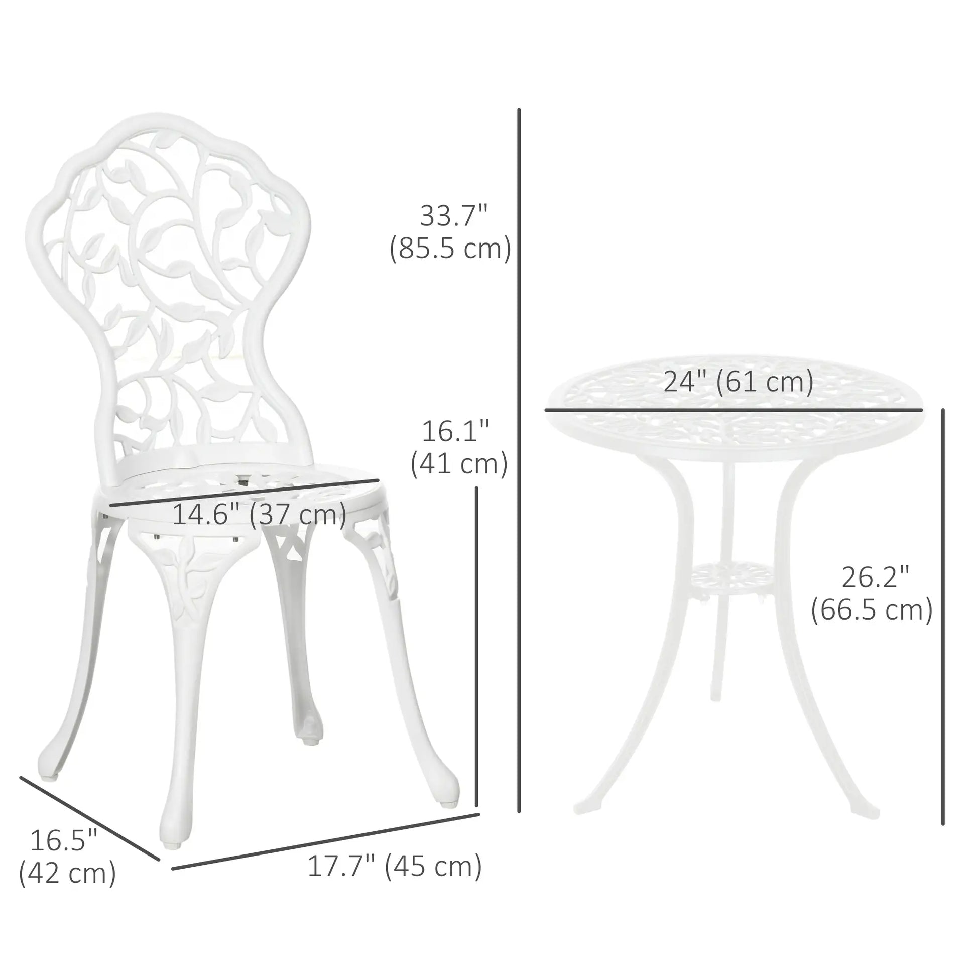 3-Piece Outdoor Furniture Set, Patio Table and Chairs, White Bistro Sets at Gallery Canada
