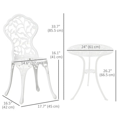 3-Piece Outdoor Furniture Set, Patio Table and Chairs, White Bistro Sets at Gallery Canada