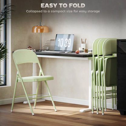 4 Pack Folding Chairs, Padded Velvet Seats, Steel Frame, Green Patio Chairs at Gallery Canada