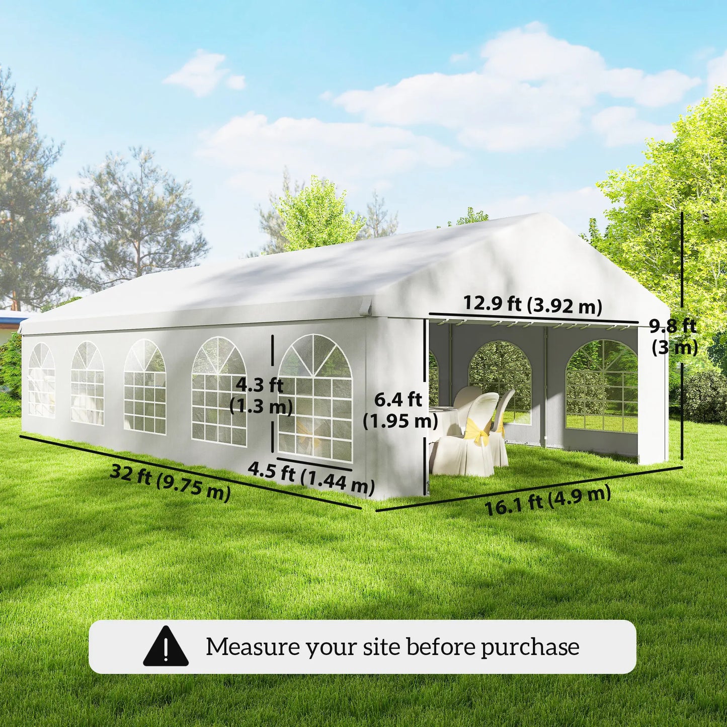 16'x32' Heavy Duty Party Tent, Portable Garage Canopy, White Canopy Tents at Gallery Canada