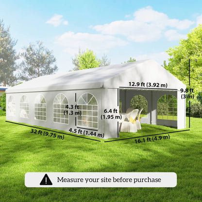 16'x32' Heavy Duty Party Tent, Portable Garage Canopy, White Canopy Tents at Gallery Canada