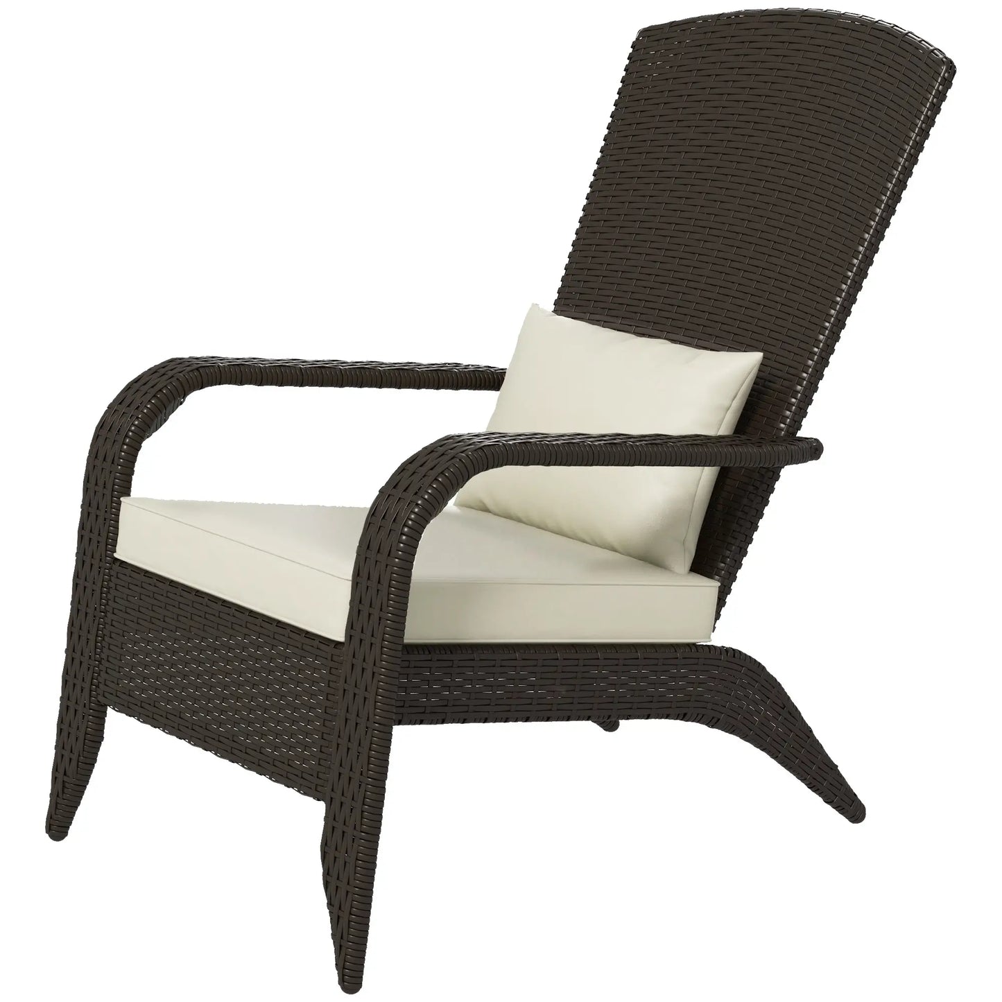 Wicker Adirondack Chair, Outdoor Rattan Chair with Cushions, Khaki Patio Chairs Deep Brown Rattan, Khaki Fabric at Gallery Canada