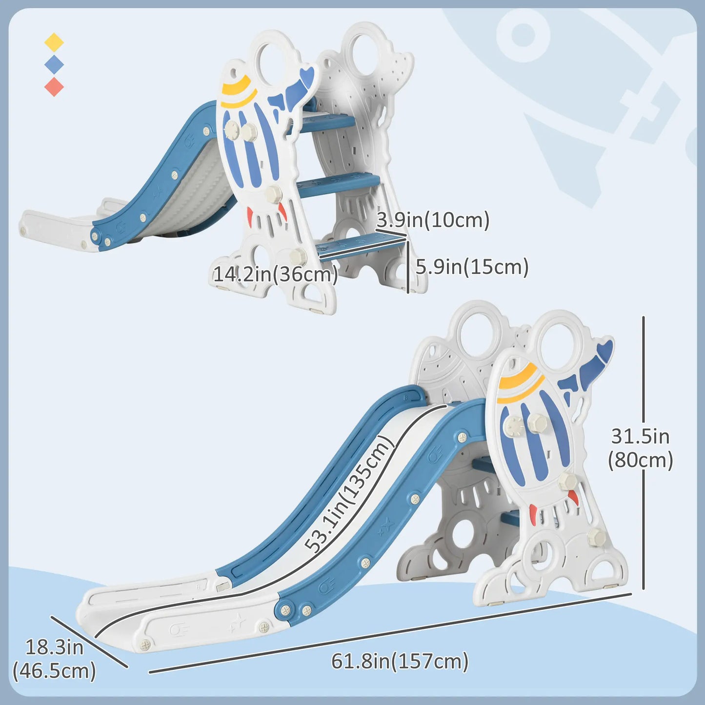 Toddler Slide, Indoor Climber Playset, Space Theme, 1.5-3 Years, Blue Gym Sets & Swings at Gallery Canada
