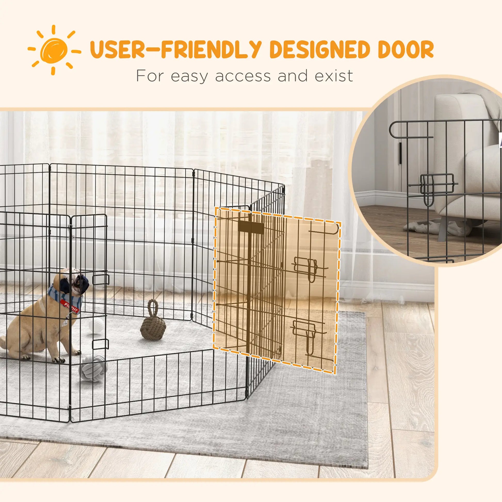 24inch Foldable Metal Pet Playpen, Dog Kennel Cage, 8 Panel Houses, Kennels & Pens at Gallery Canada