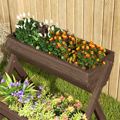 3 Tier Elevated Planter Box, Wooden Raised Garden Bed, 26" x 30" x 30", Carbonized Elevated Garden Beds at Gallery Canada