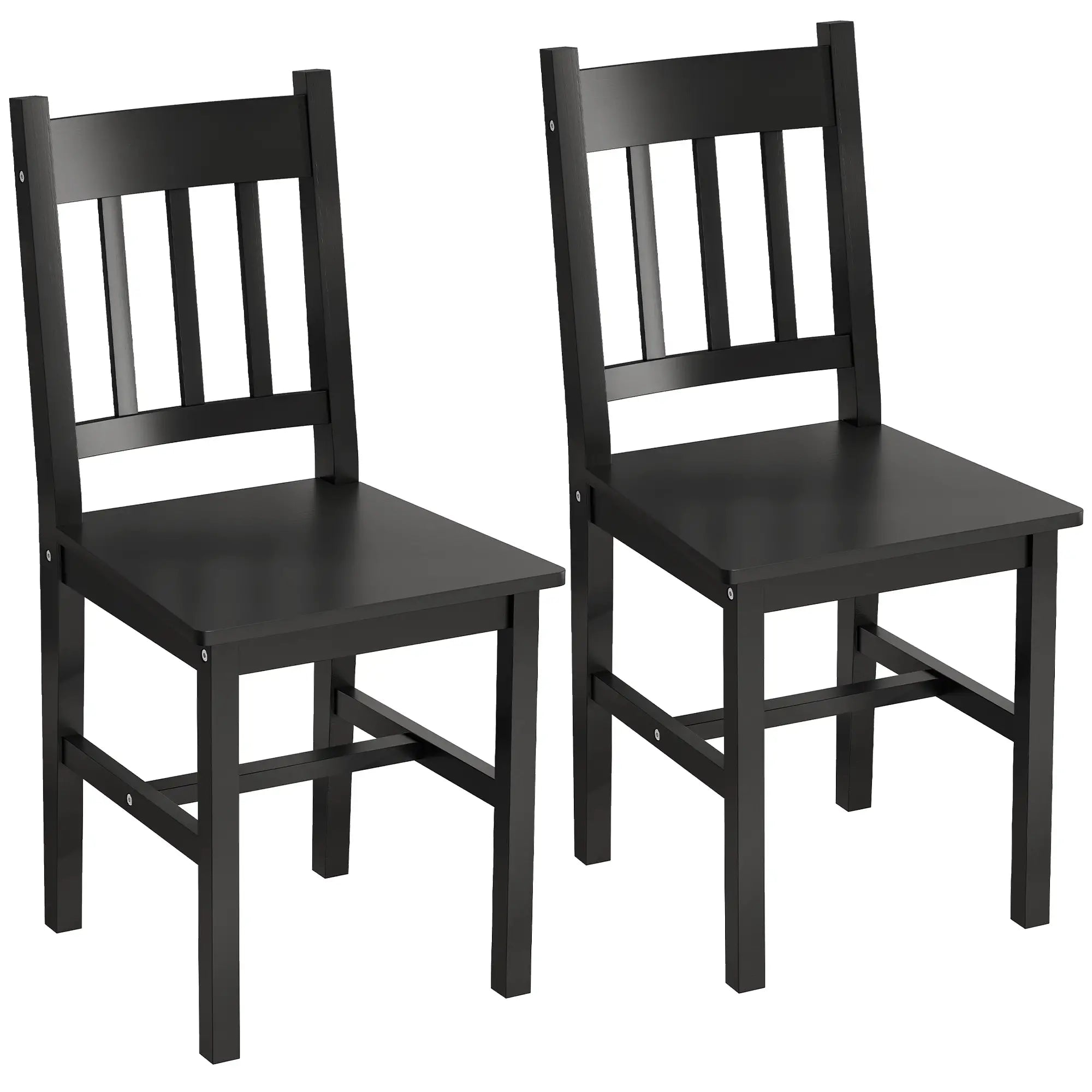 Set of 2 Kitchen Chairs with Slat Back, Black Dining Chairs at Gallery Canada