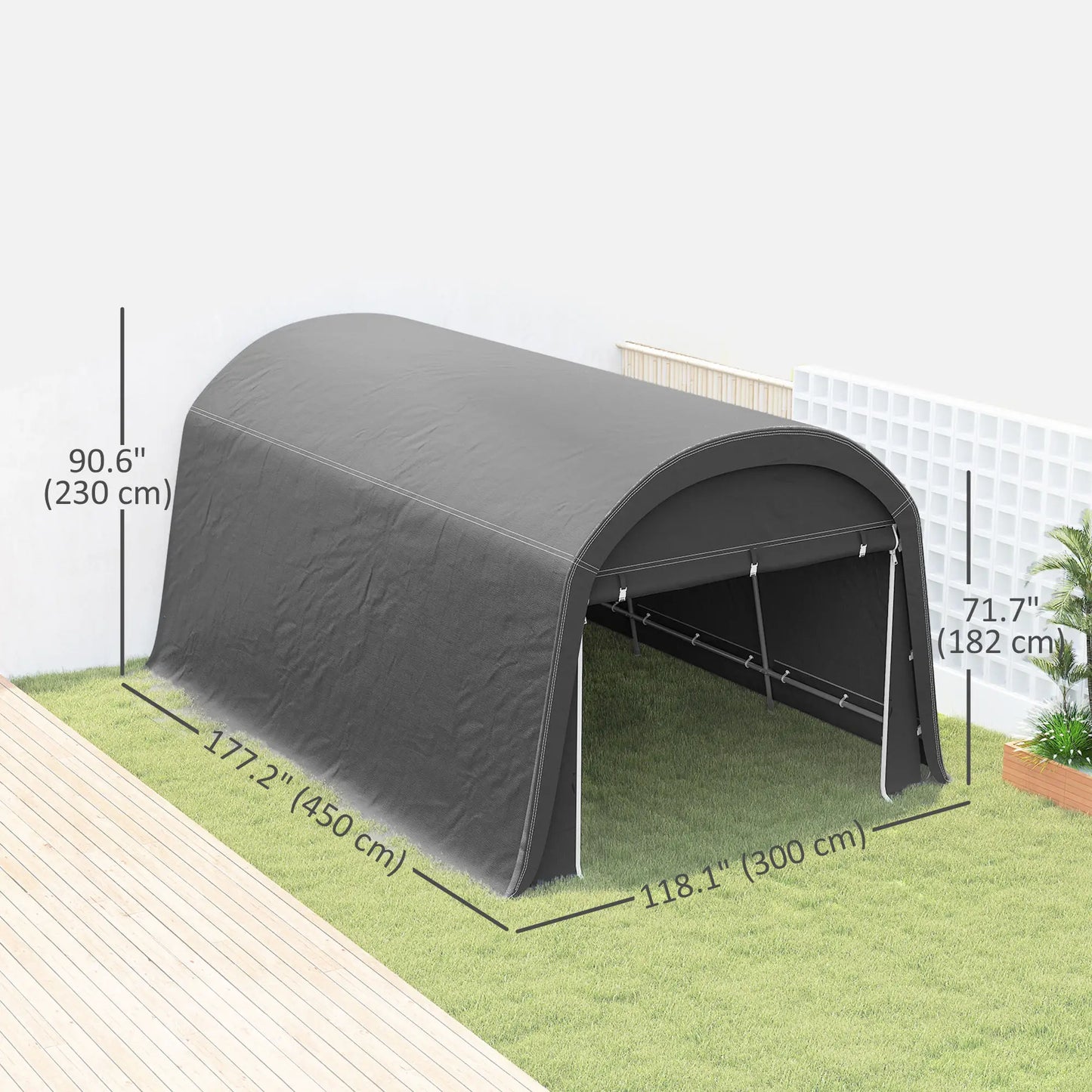 10' x 15' Abri Portable, Tente de Stockage Extérieur, Gris Foncé