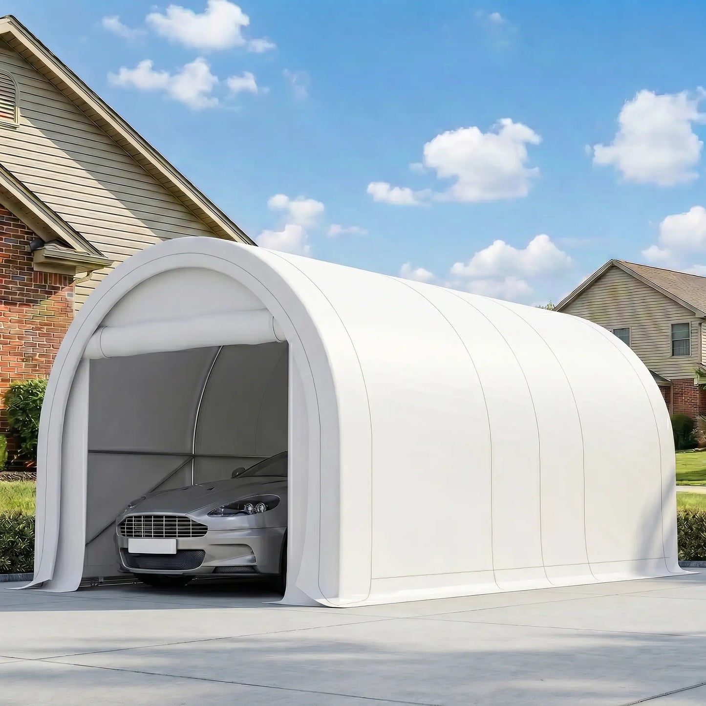 10' x 16' Heavy Duty Carport Tent, PE Cover, White Car Shelters at Gallery Canada
