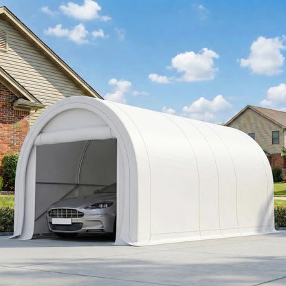 10' x 16' Heavy Duty Carport Tent, PE Cover, White Car Shelters at Gallery Canada