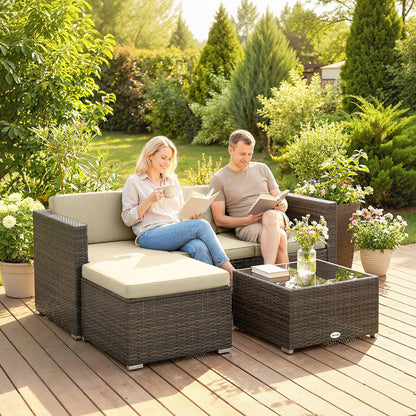 3-Piece Patio Furniture Set, Outdoor PE Rattan Sofa, Khaki Patio Furniture Sets at Gallery Canada