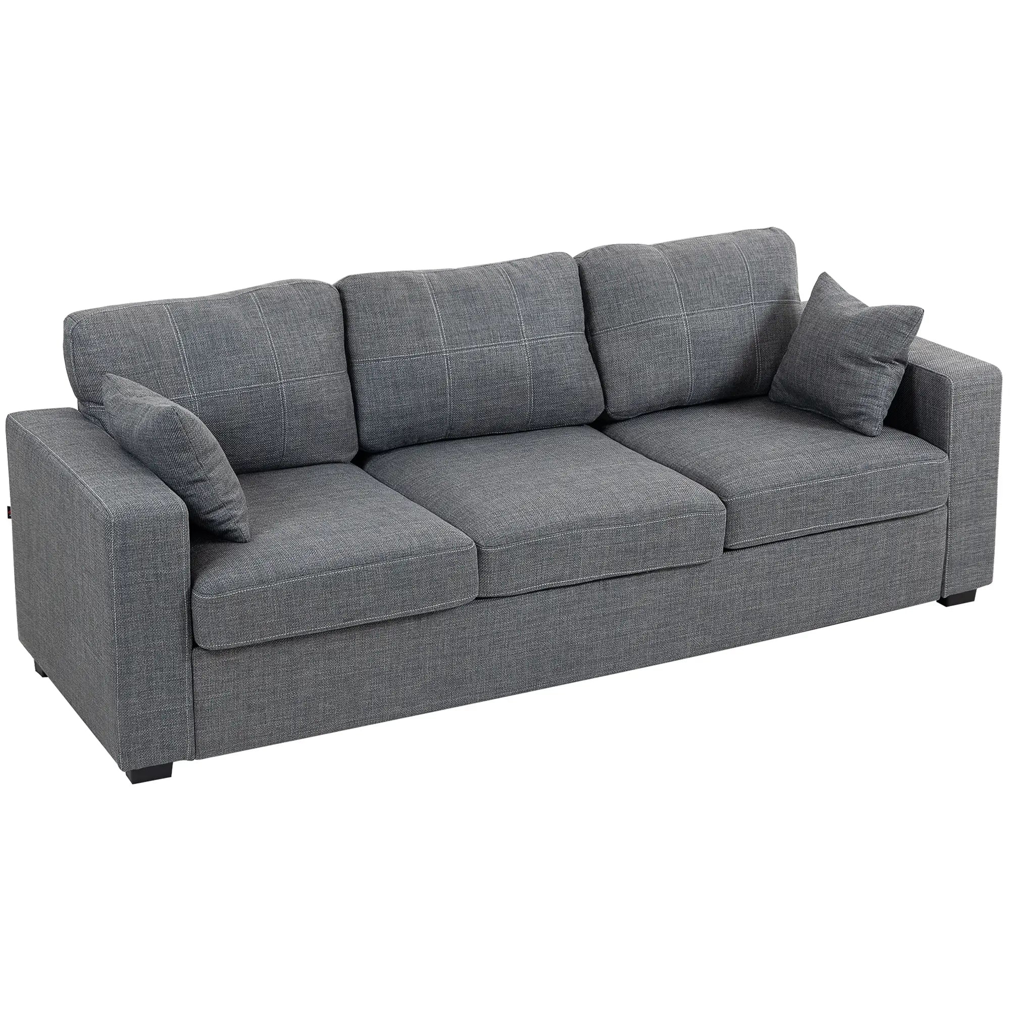 Modern Upholstered 3 Seater Sofa, Deep Seat, Dark Grey 3-Seater Sofas Dark Grey at Gallery Canada